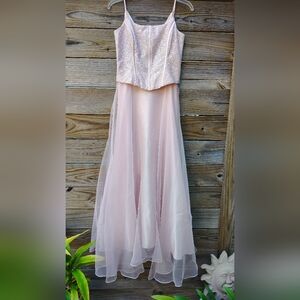 Pastel Pink Bones Corset Style Prom Dress w/ Tulle Skirt, Size 5
